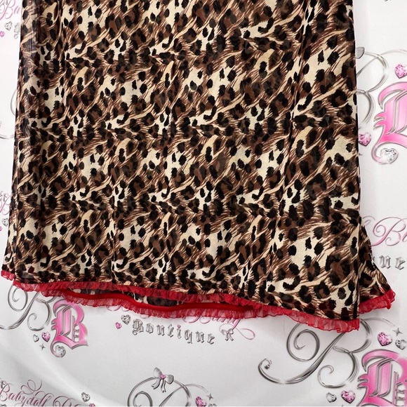 Elegance babydoll cheetah print animal print red lace sexy bustier dress y2k - Picture 3 of 8